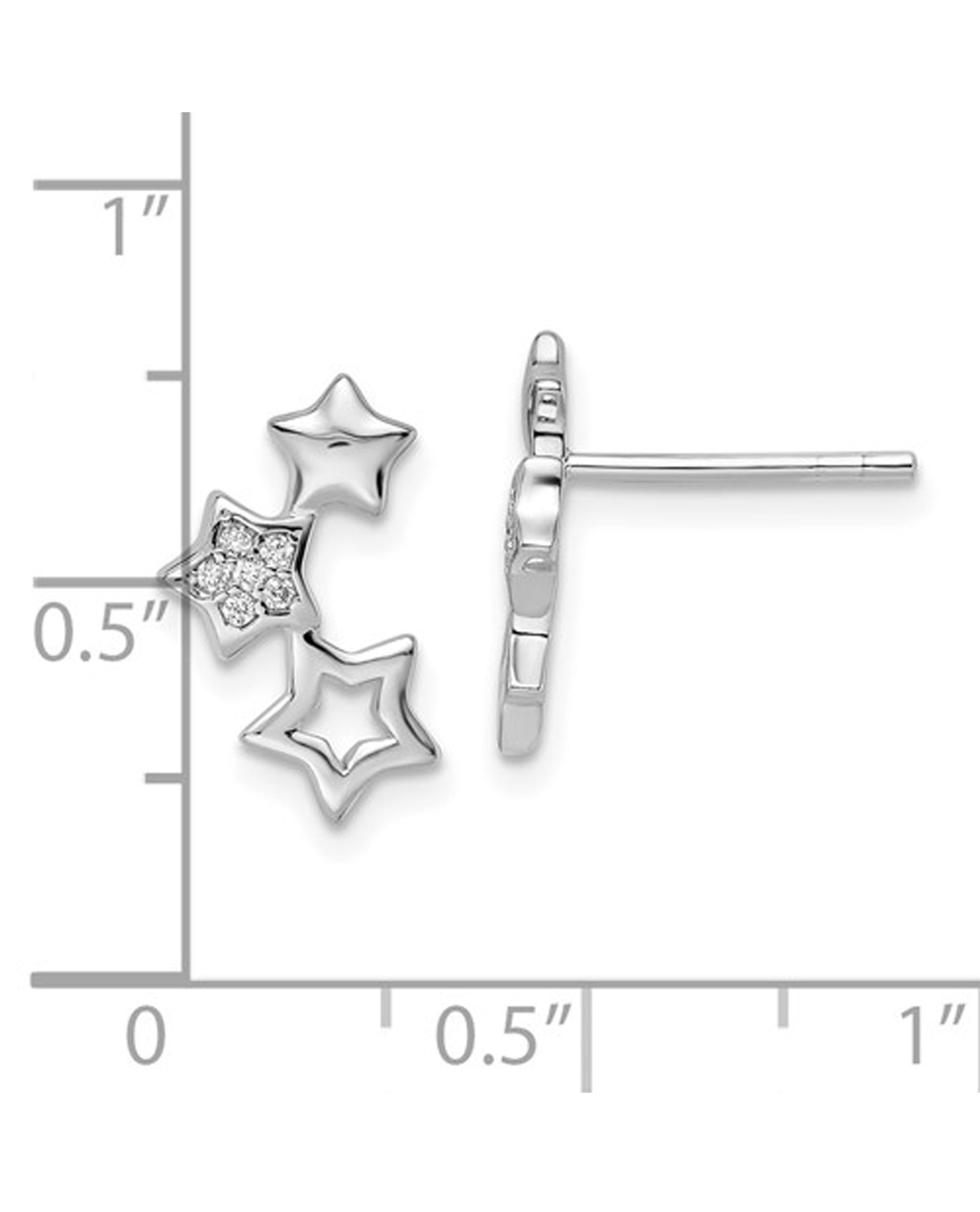 Sterling Silver Star Stud Earrings with Pushbacks