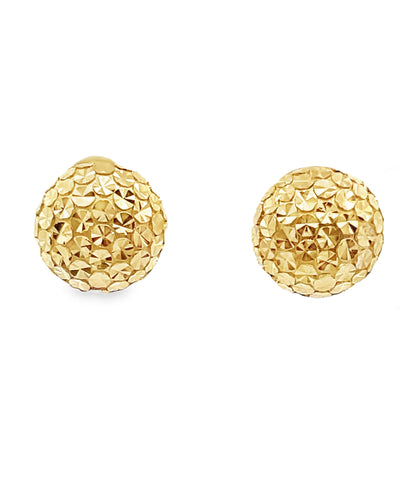 14K Yellow Gold Round Textured Earrings