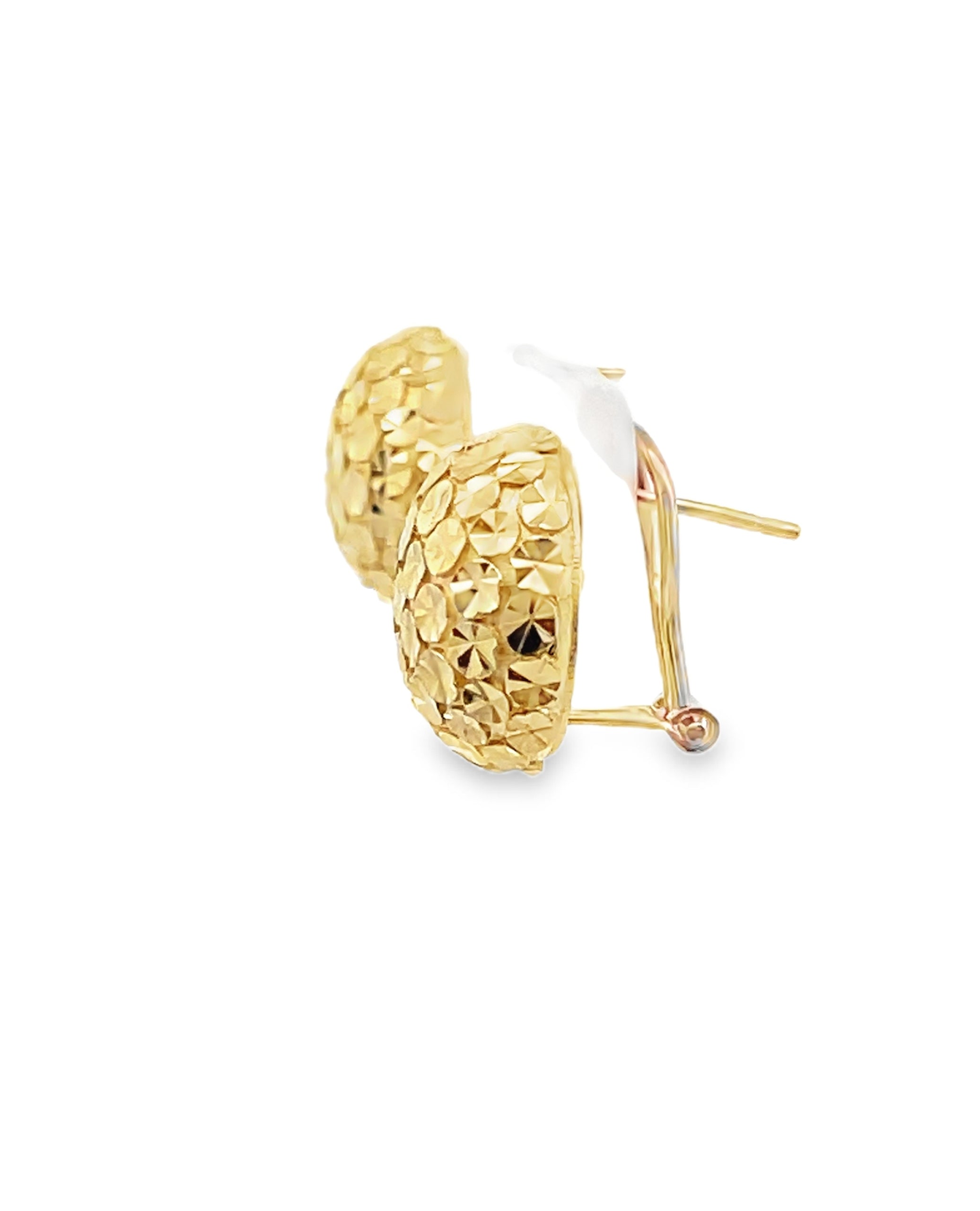 14K Yellow Gold Round Textured Earrings