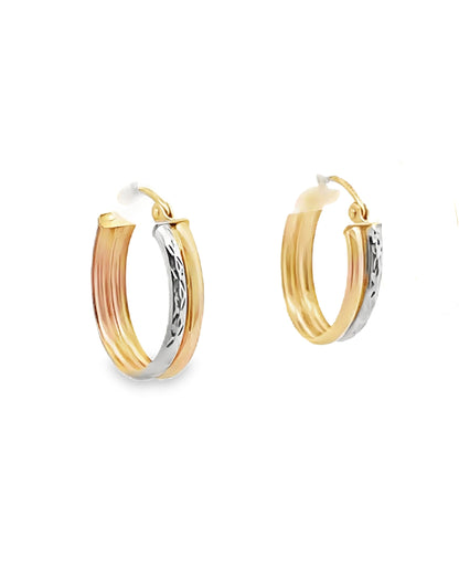14K Yellow and White Gold Hoop Earrings
