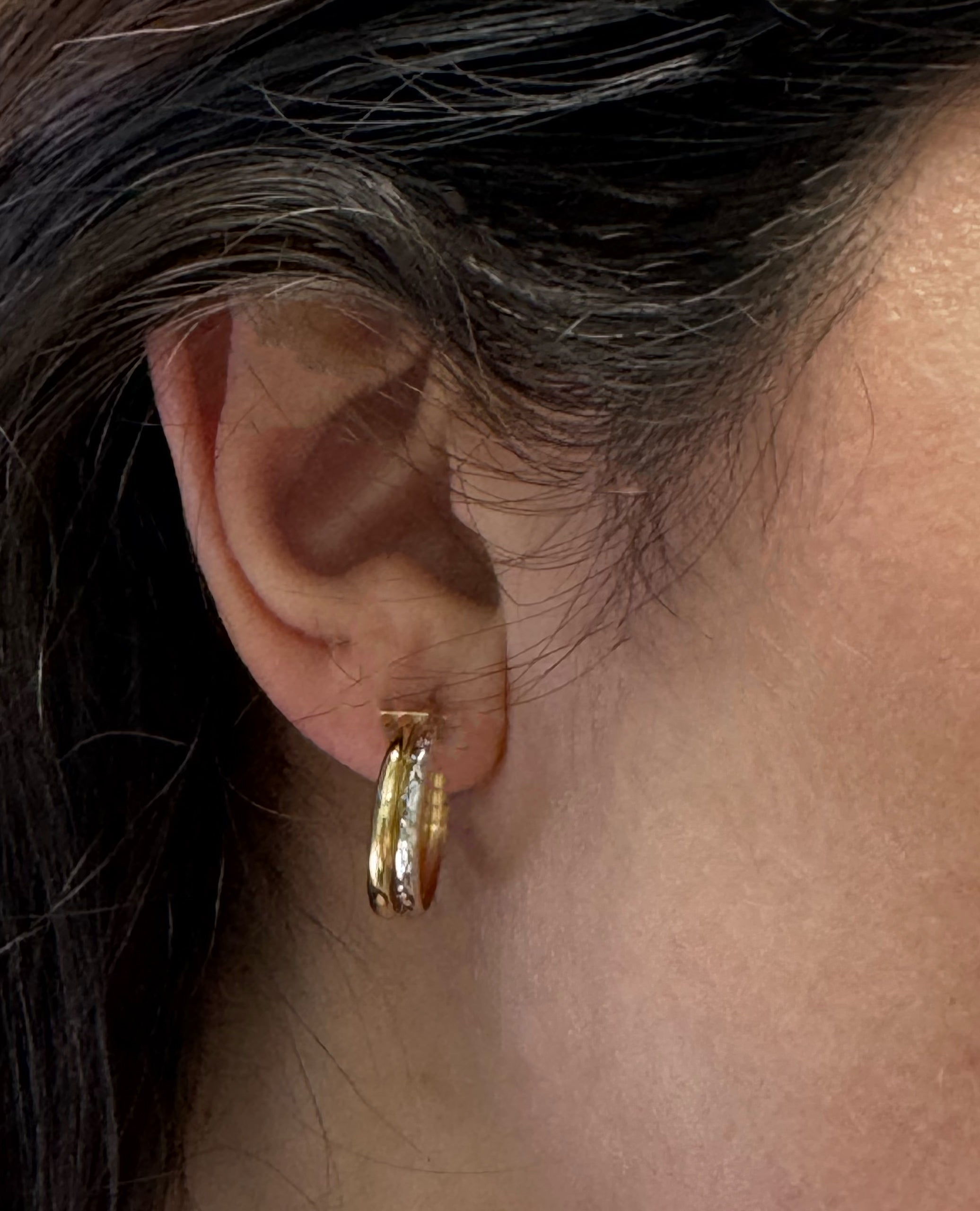 14K Yellow and White Gold Hoop Earrings