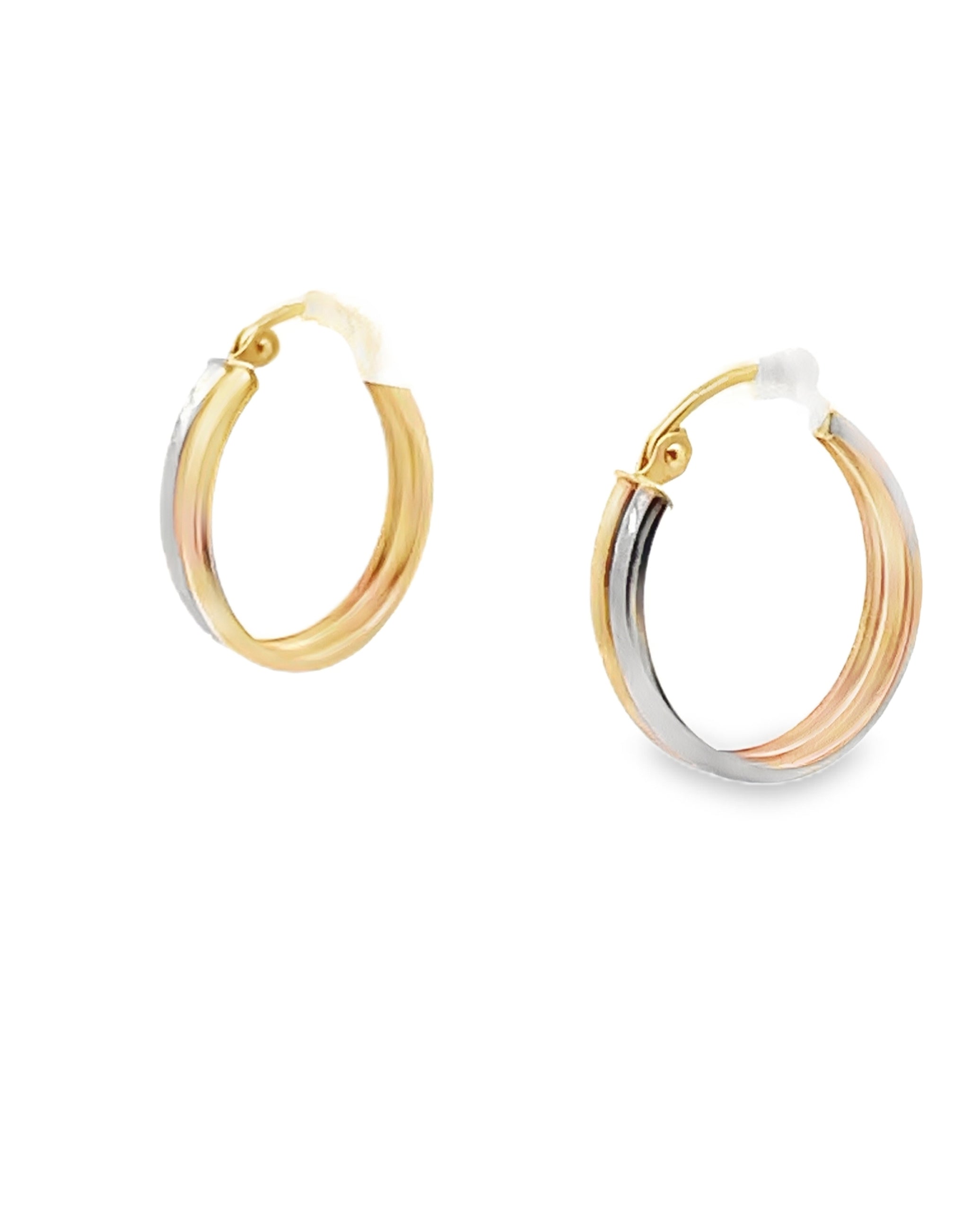 14K Yellow and White Gold Hoop Earrings