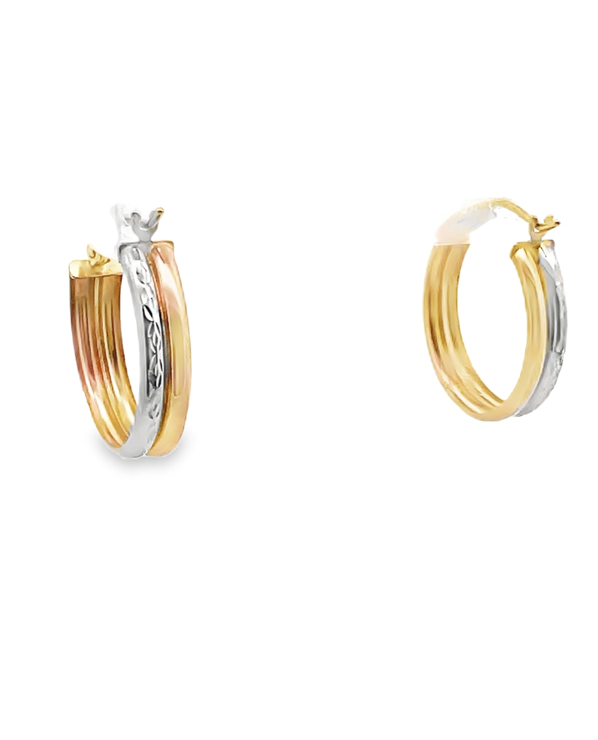 14K Yellow and White Gold Hoop Earrings