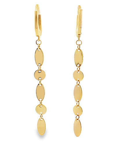 14K Yellow Gold Dangle Earrings with Leverback