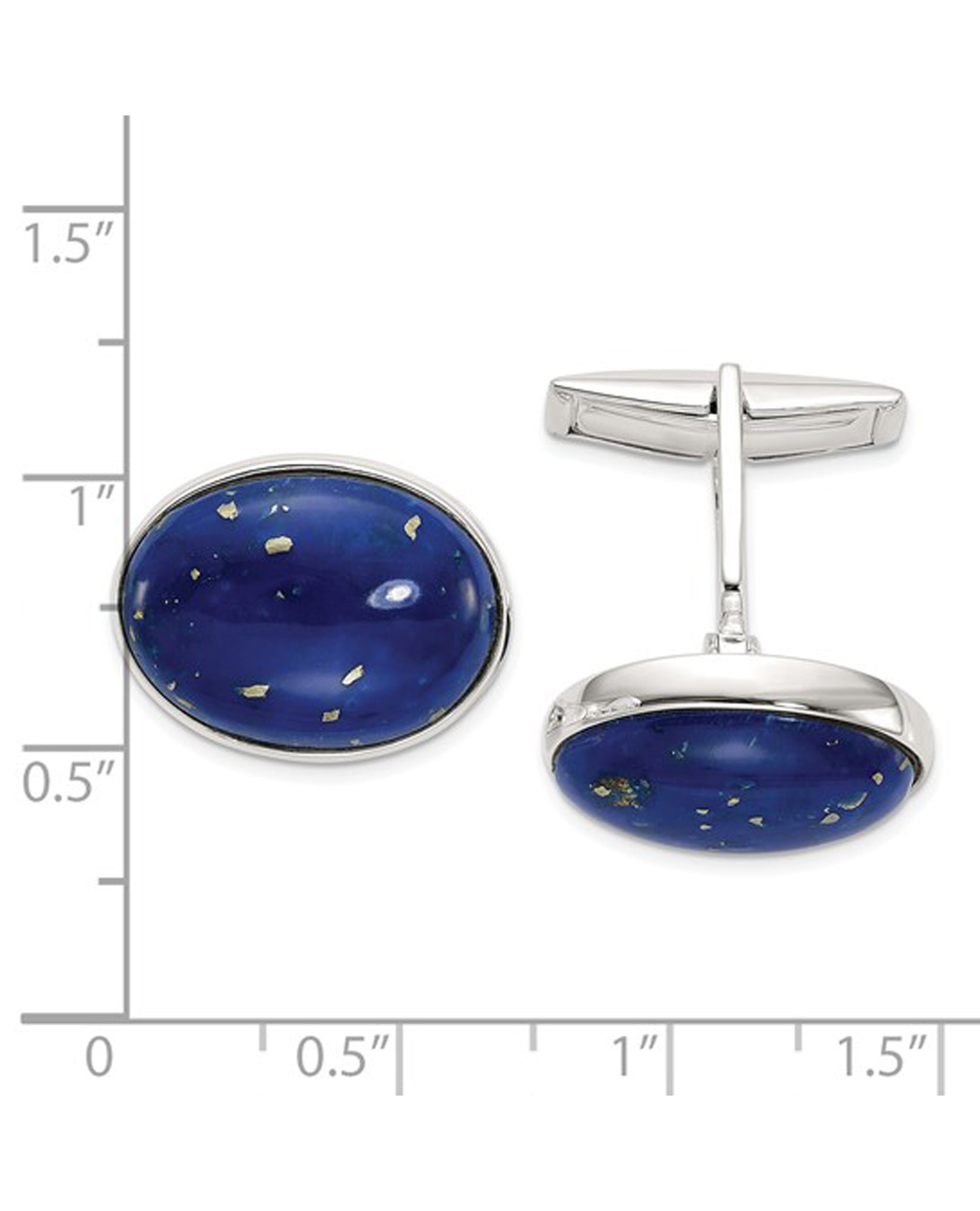 Sterling Silver Cabochon Lapis Cufflinks