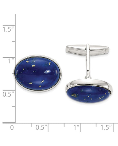 Sterling Silver Cabochon Lapis Cufflinks