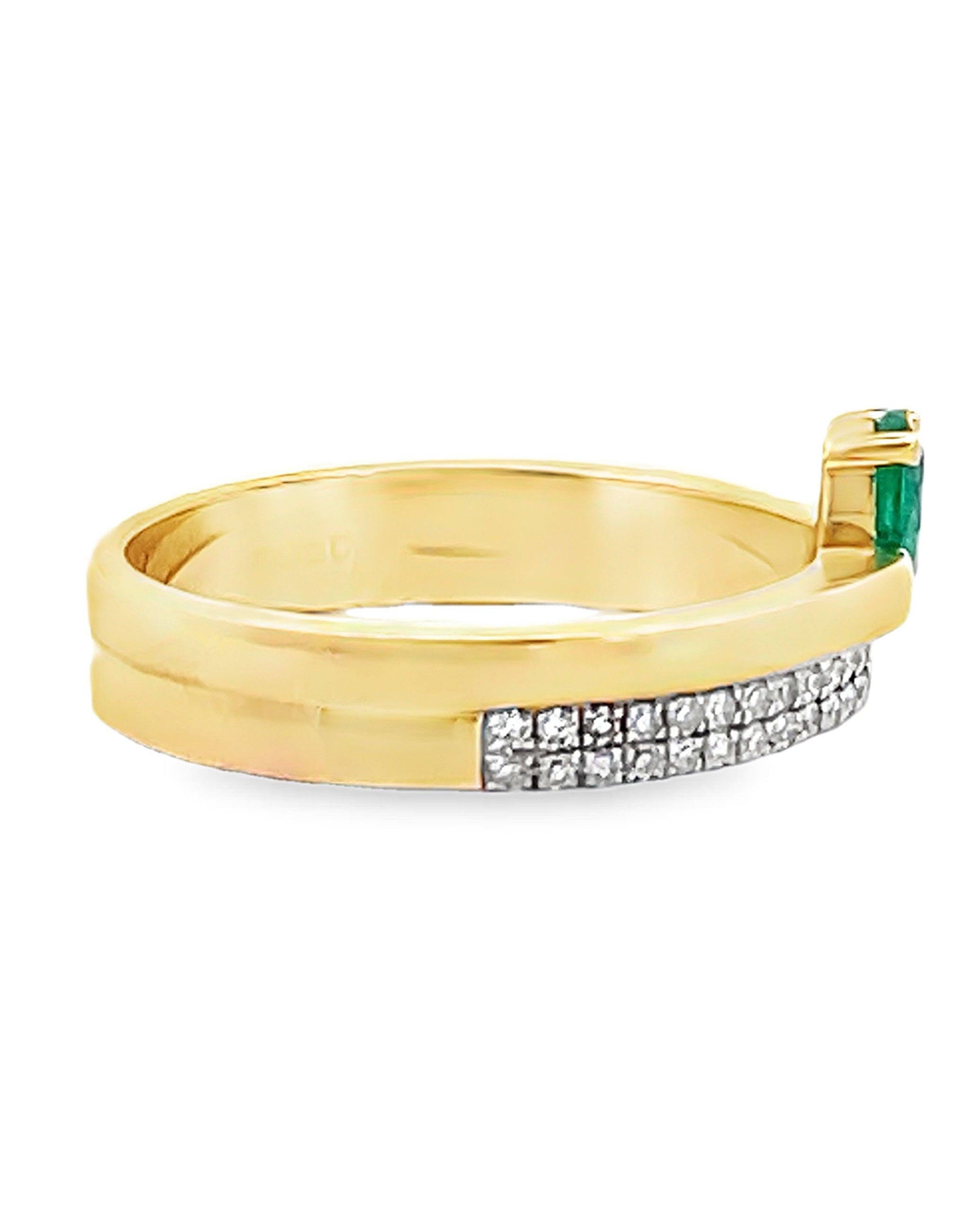 Meira T. R10060/YE 14K Yellow Gold Ring with Emerald & Diamonds