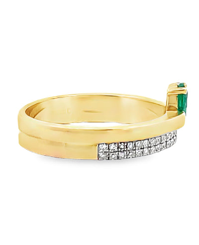 Meira T. R10060/YE 14K Yellow Gold Ring with Emerald & Diamonds