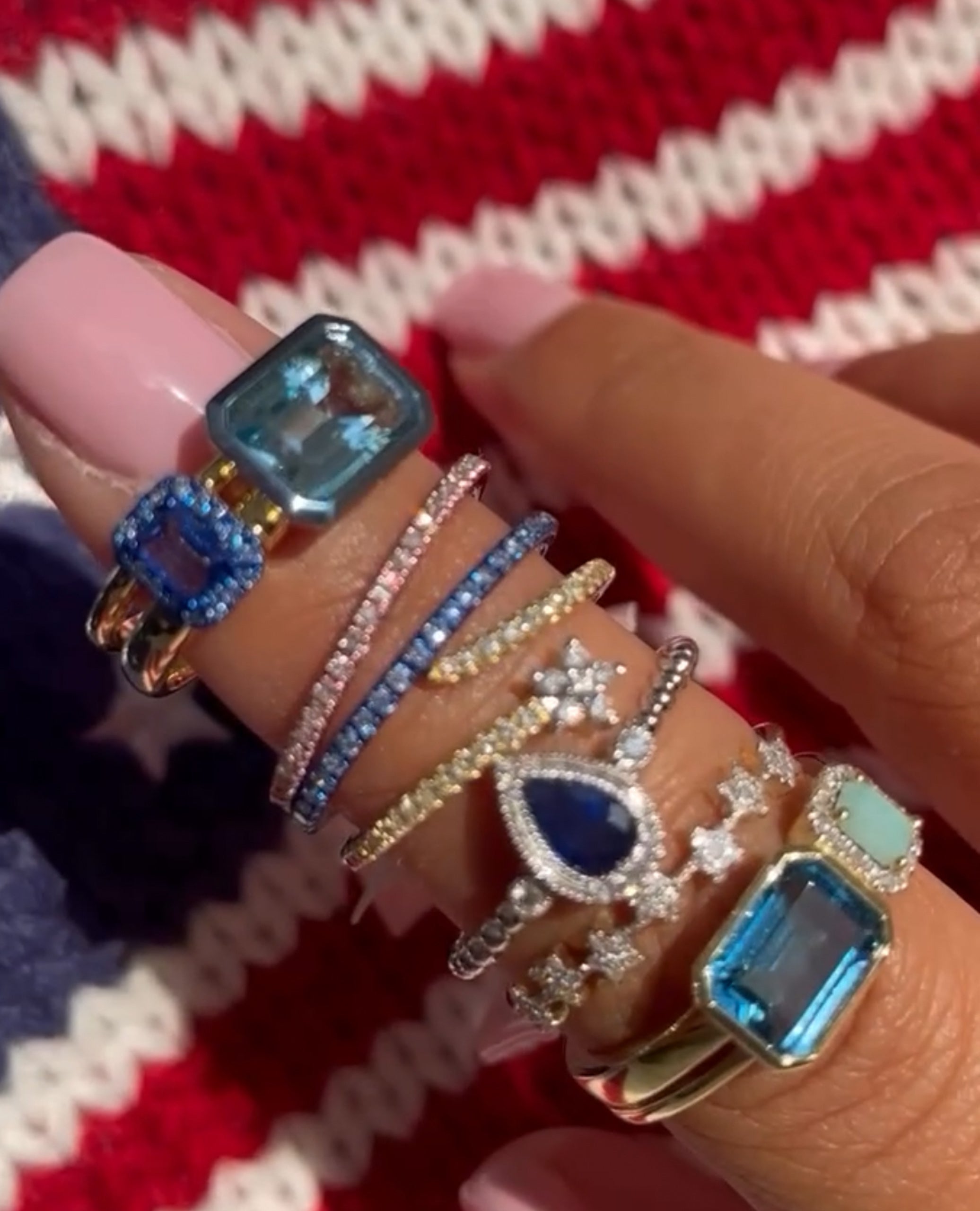 Meira T R10074/BA 14K Yellow Gold Blue Topaz and Amazonite Ring