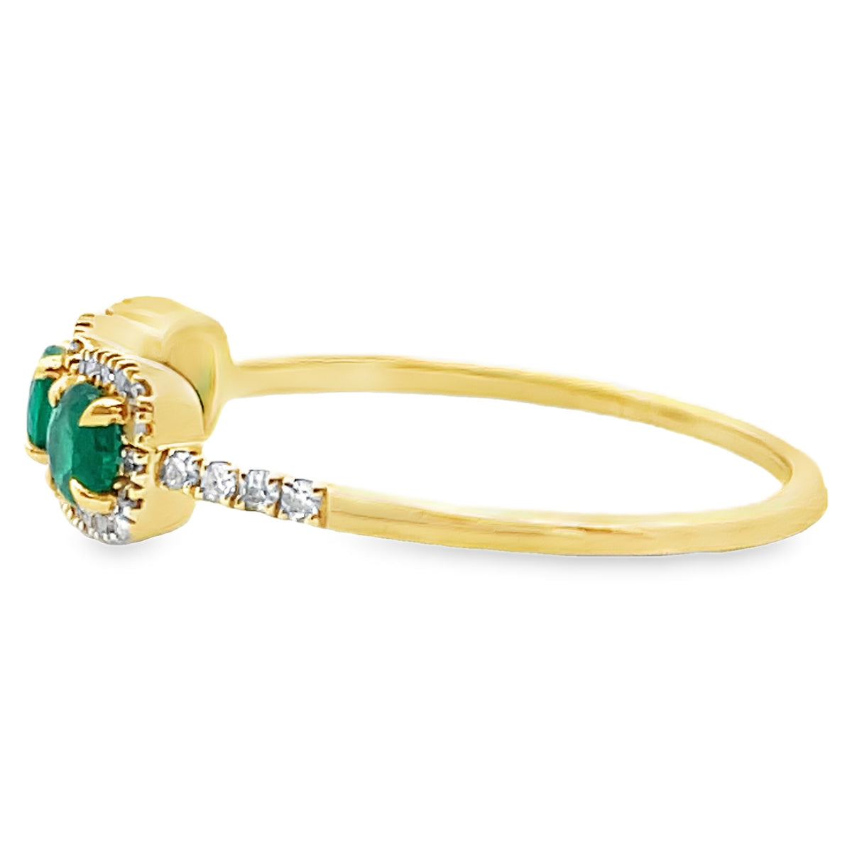 Meira T R10082/YE 14K Yellow Gold Three Stone Emerald & Diamond Ring