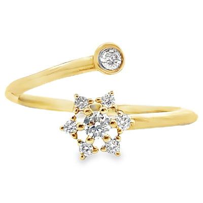 Meira T R10196/YG 14K Yellow Gold Diamond Snowflake Bypass Ring