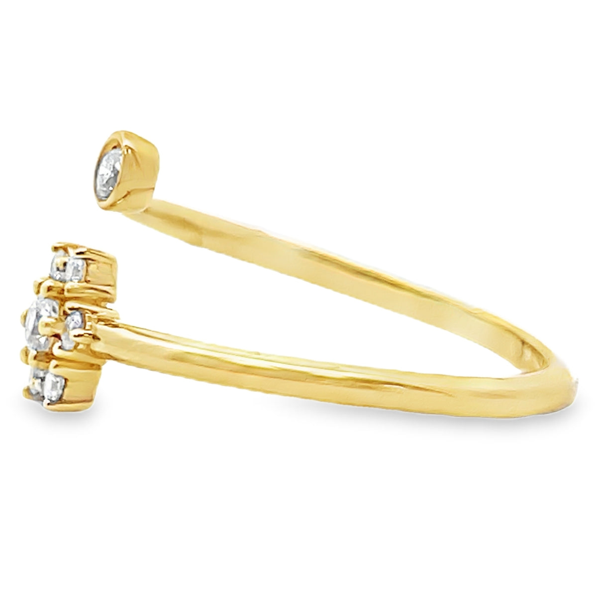 Meira T R10196/YG 14K Yellow Gold Diamond Snowflake Bypass Ring