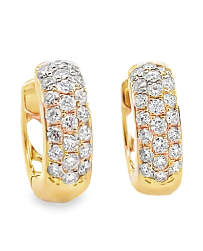18K Yellow Gold 0.62 Carat Diamond Huggie Hoop Earrings
