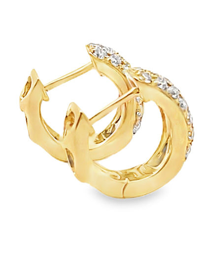 18K Yellow Gold 0.62 Carat Diamond Huggie Hoop Earrings