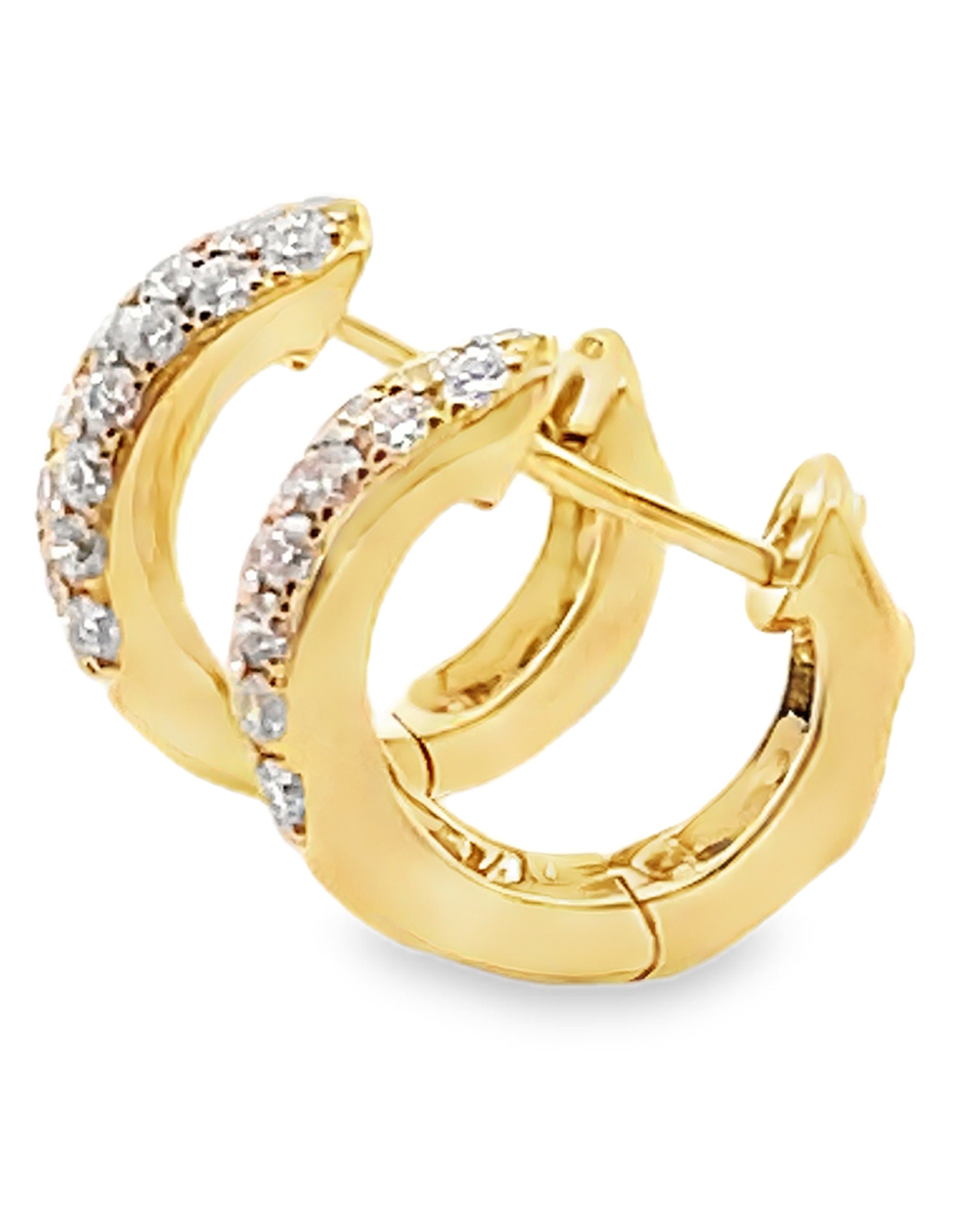 18K Yellow Gold 0.62 Carat Diamond Huggie Hoop Earrings