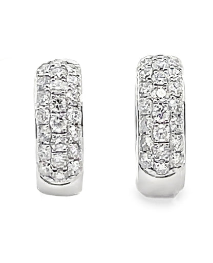 18K White Gold 0.61 Carat Diamond Huggie Hoop Earrings