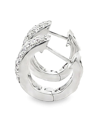 18K White Gold 0.61 Carat Diamond Huggie Hoop Earrings