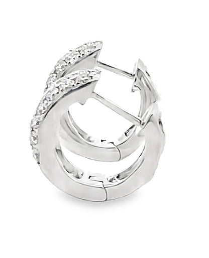 18K White Gold 0.61 Carat Diamond Huggie Hoop Earrings