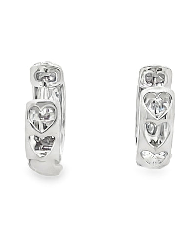 18K White Gold 0.61 Carat Diamond Huggie Hoop Earrings