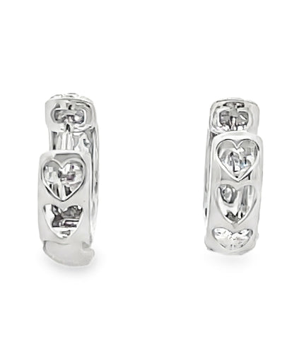 18K White Gold 0.61 Carat Diamond Huggie Hoop Earrings