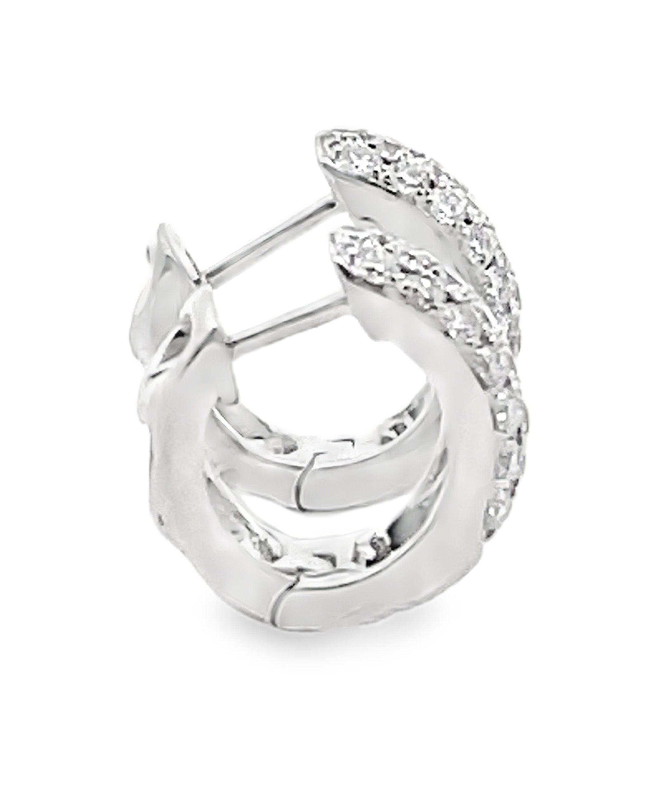 18K White Gold 0.61 Carat Diamond Huggie Hoop Earrings