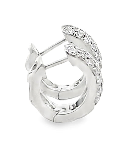 18K White Gold 0.61 Carat Diamond Huggie Hoop Earrings