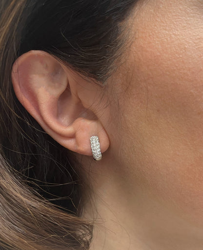 18K White Gold 0.61 Carat Diamond Huggie Hoop Earrings