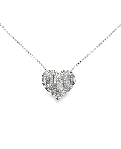 18K White Gold Pave Heart Necklace