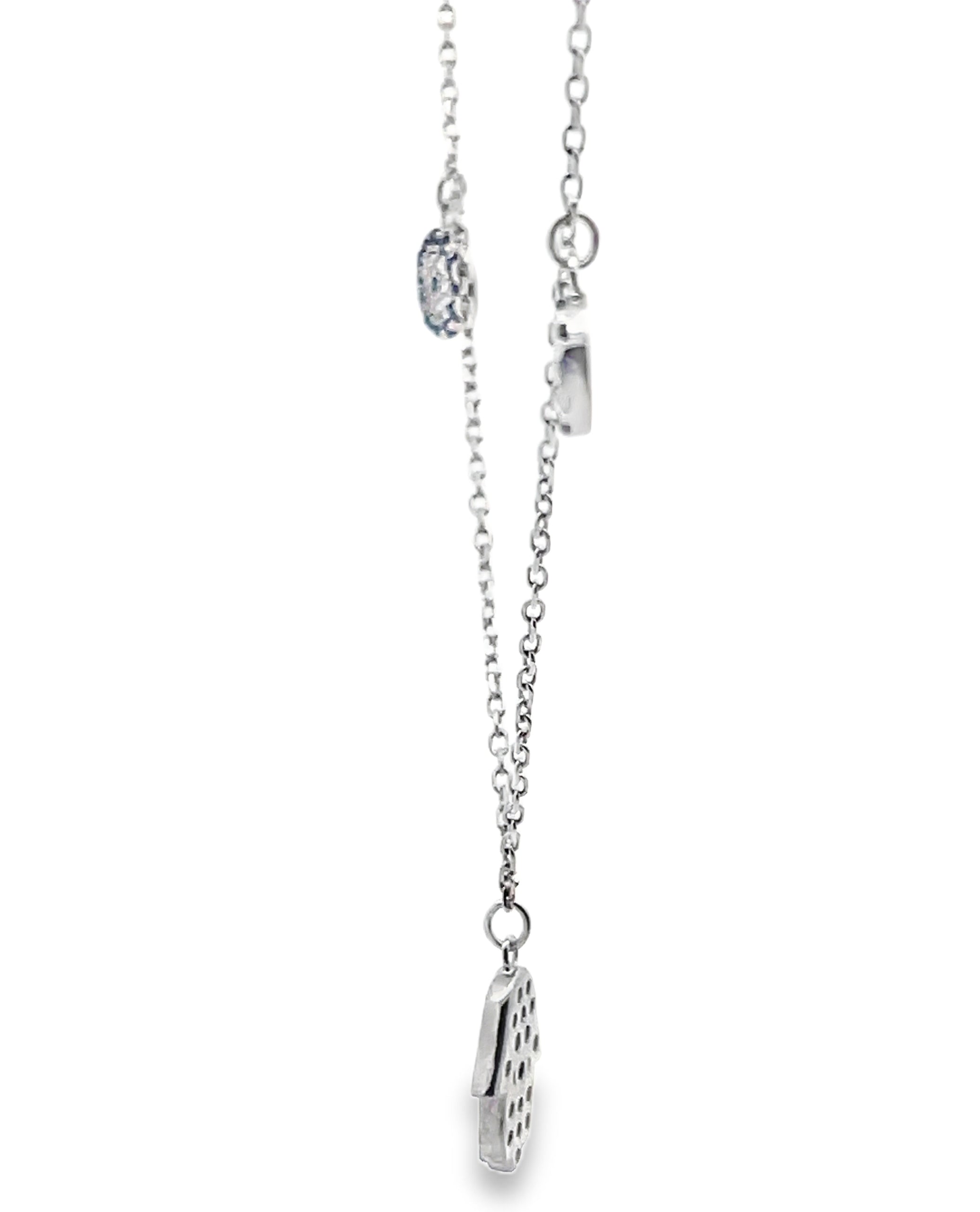 18K White Gold Hamsa & Evil Eye Necklace