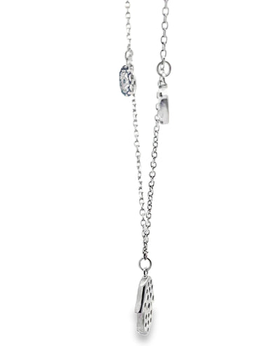 18K White Gold Hamsa & Evil Eye Necklace