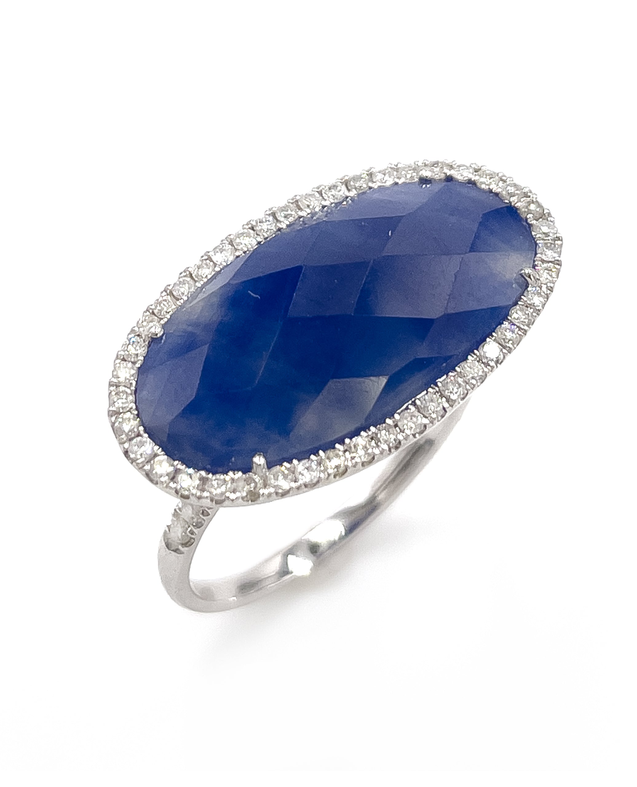 Meira T. R3080/WB 14K White Gold  Ring with Sapphire and Diamonds