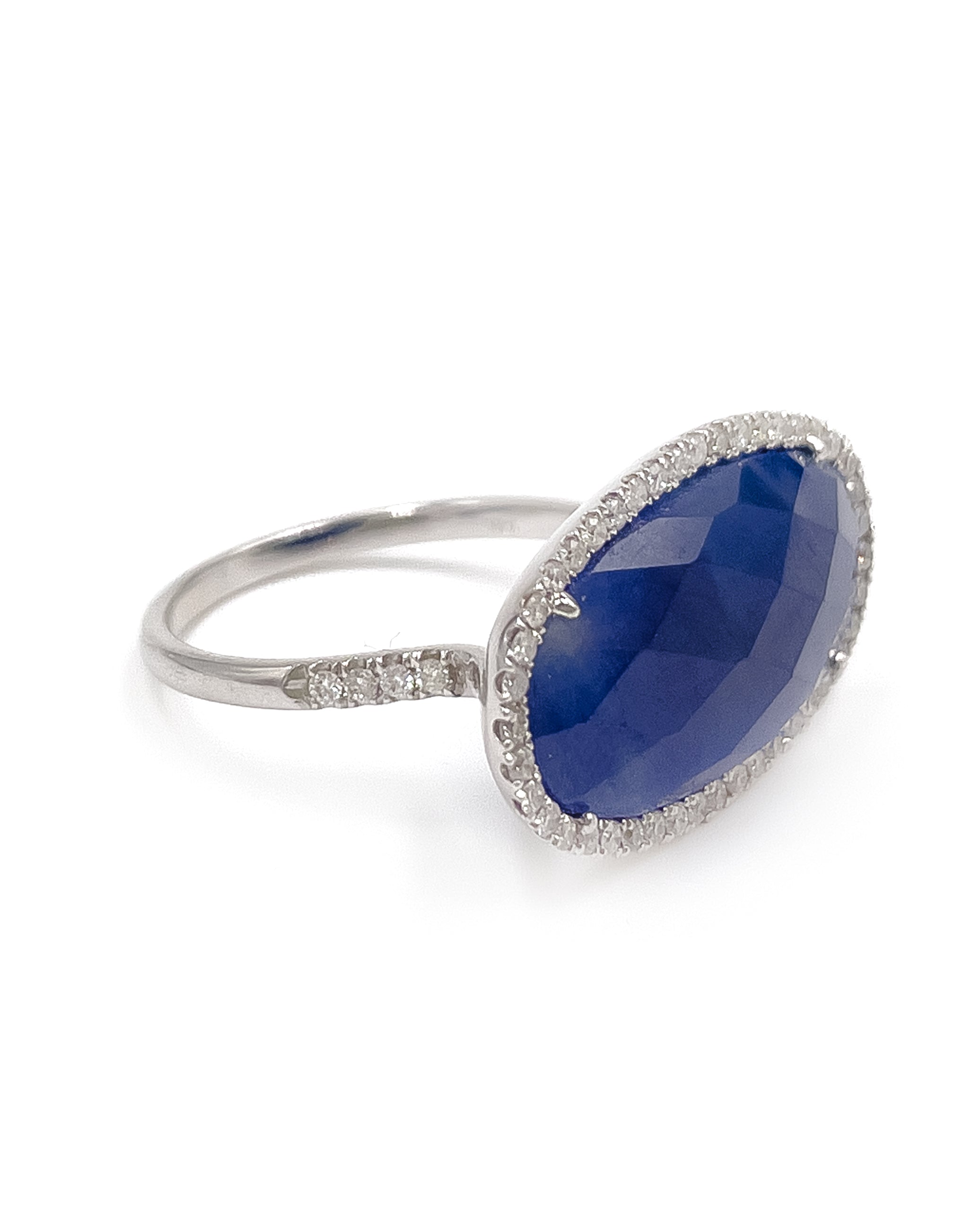 Meira T. R3080/WB 14K White Gold  Ring with Sapphire and Diamonds