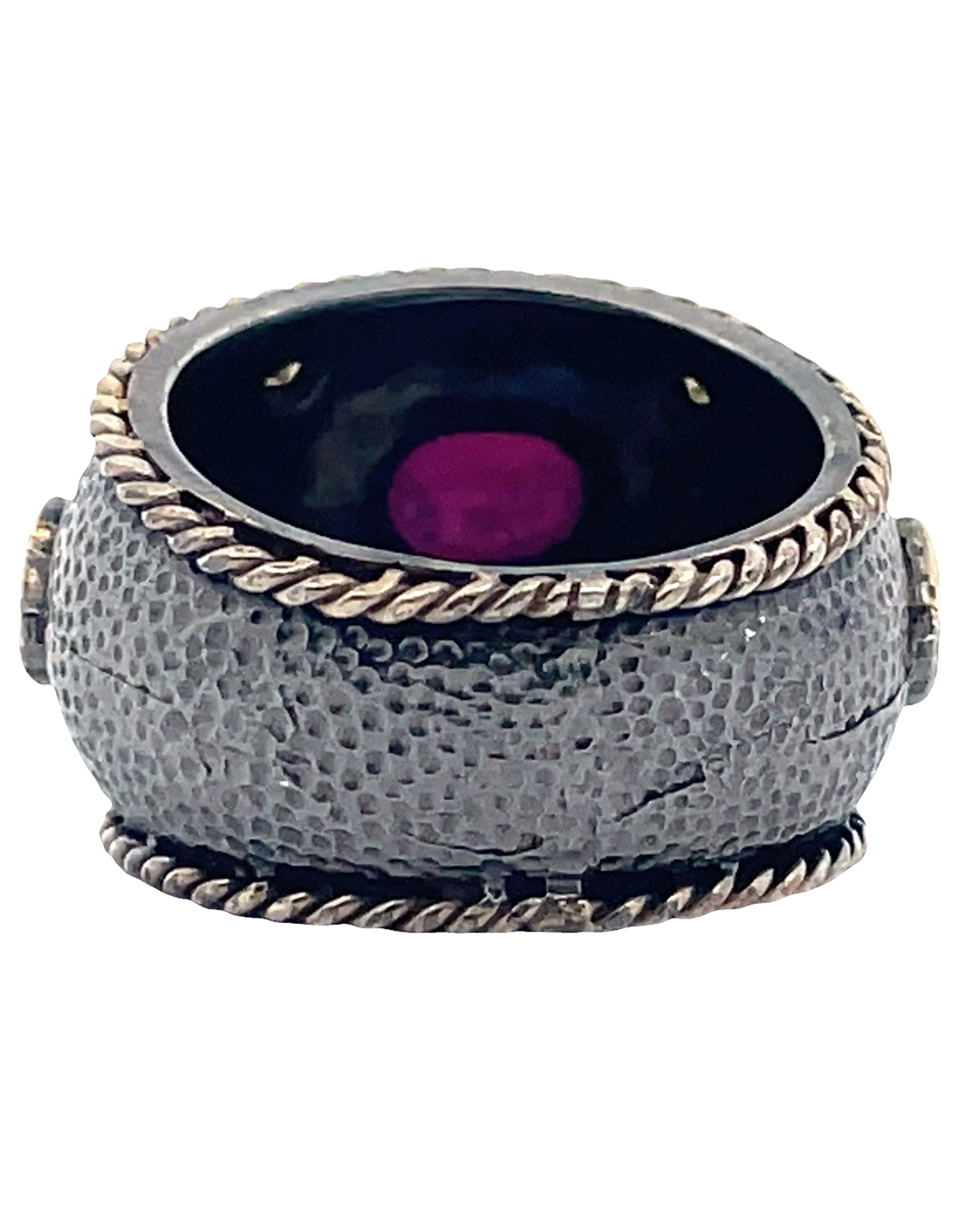 Ruby and Peridot in Sterling Silver Ring with 18K Vermeil Byzantine