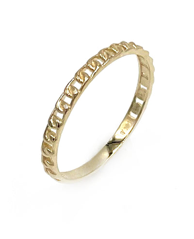 14K Yellow Gold 2 Millimeter Chain Link Ring