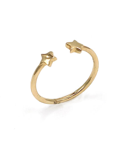 14K Yellow Gold Star Open Ring