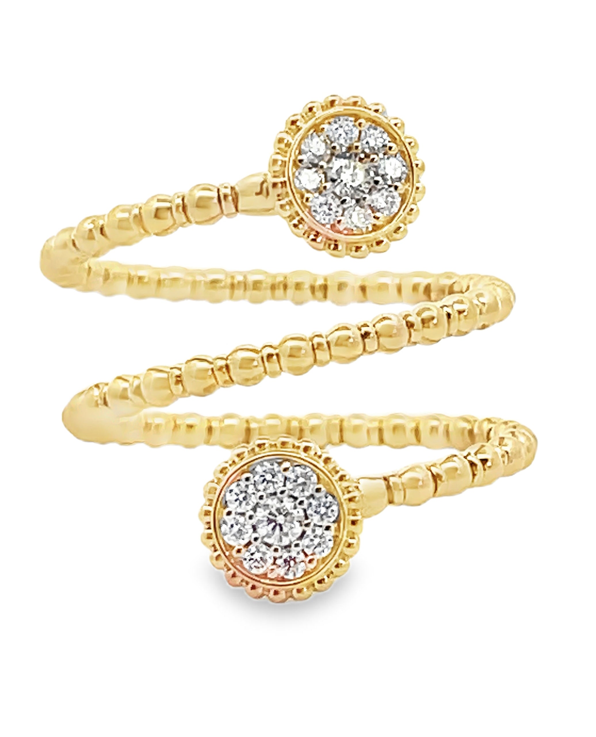 14K Yellow Gold Diamond Three Layer Flex Ring