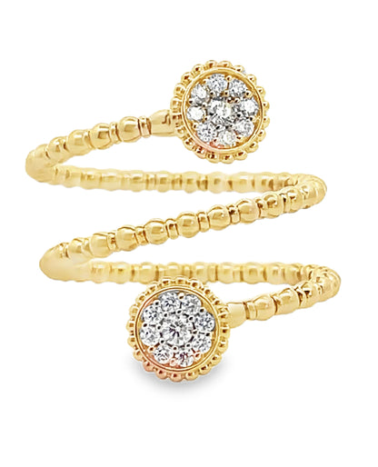 14K Yellow Gold Diamond Three Layer Flex Ring