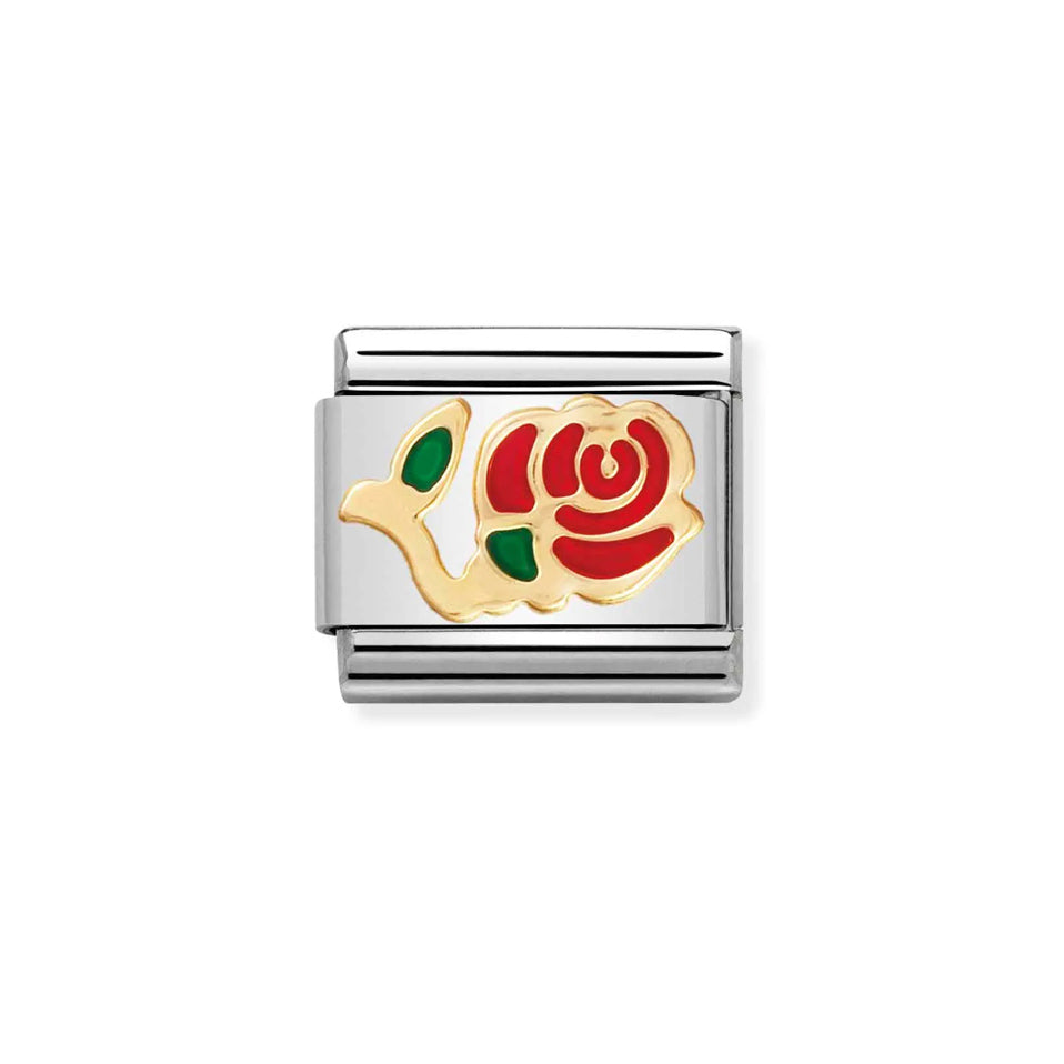 Nomination Composable 030214/01 Classic Nature Red & Gold Rose