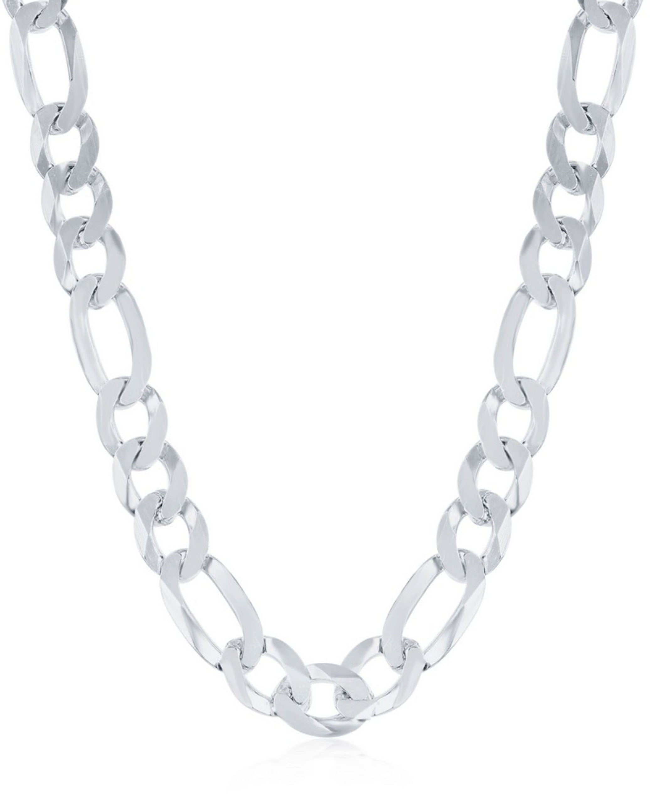 Mens Sterling Silver 7.55mm Figaro Chain- 22 inches