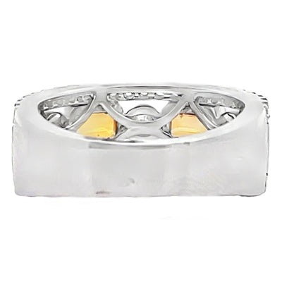 18K White Gold Orange Sapphire & Diamond Ring