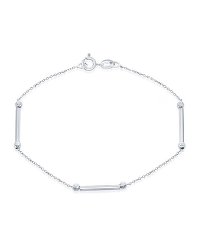 Sterling Silver Bracelet with Diamond Cut Beads