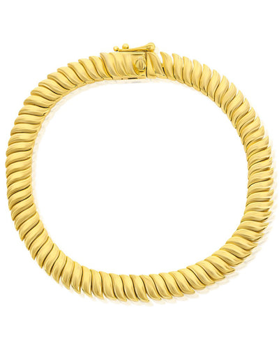 Sterling Silver Solid Wave Bracelet- Gold Plated