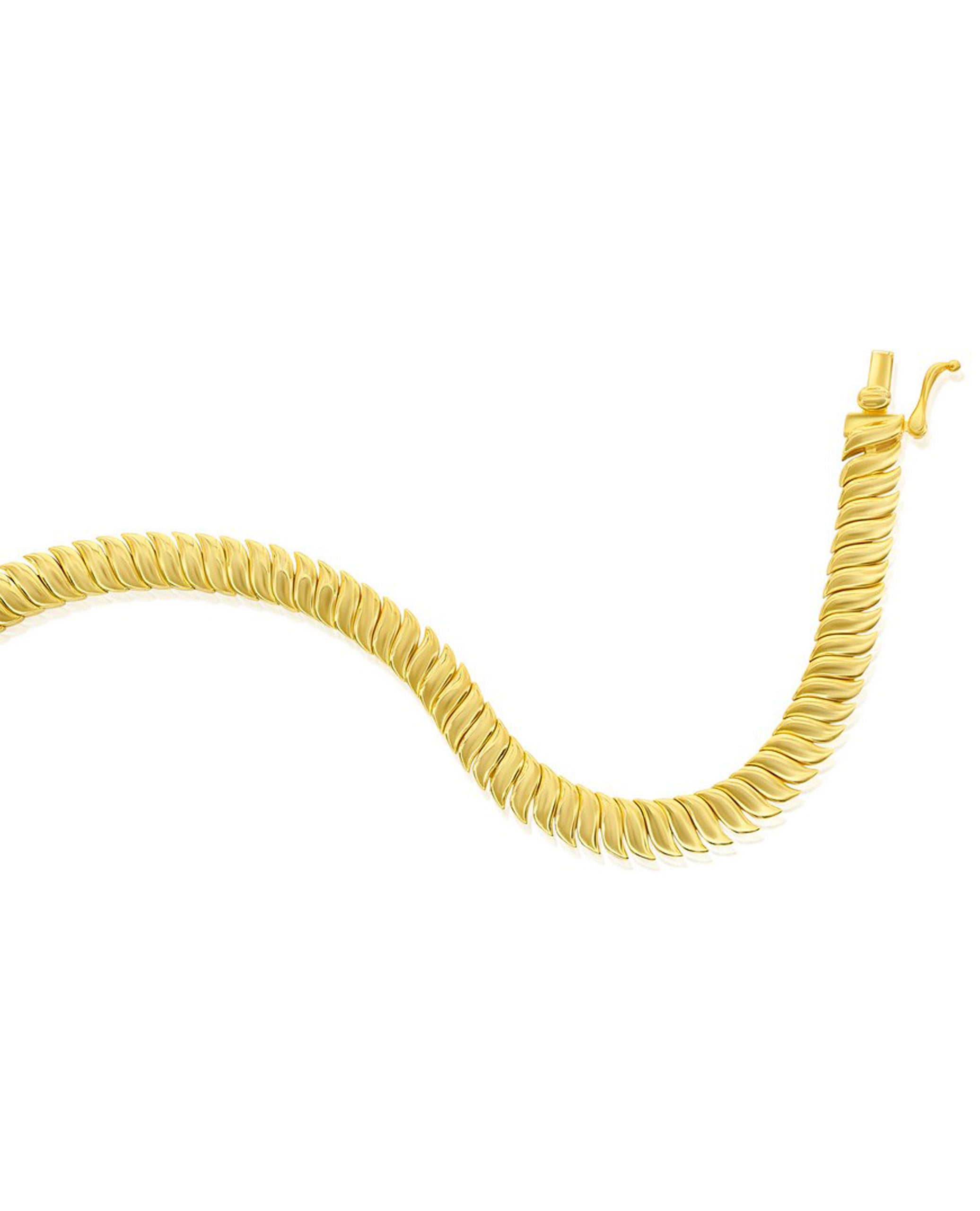 Sterling Silver Solid Wave Bracelet- Gold Plated