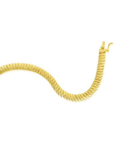 Sterling Silver Solid Wave Bracelet- Gold Plated