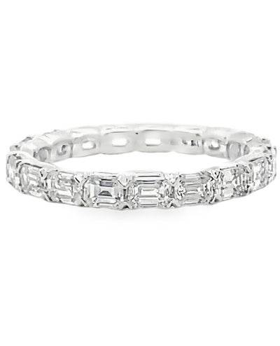 Eternity Band with 1.98 Carat Emerald cut Diamonds in 18K White Gold