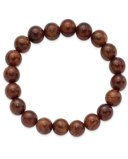Stretch Bead Burma Padauk Wood Bracelet