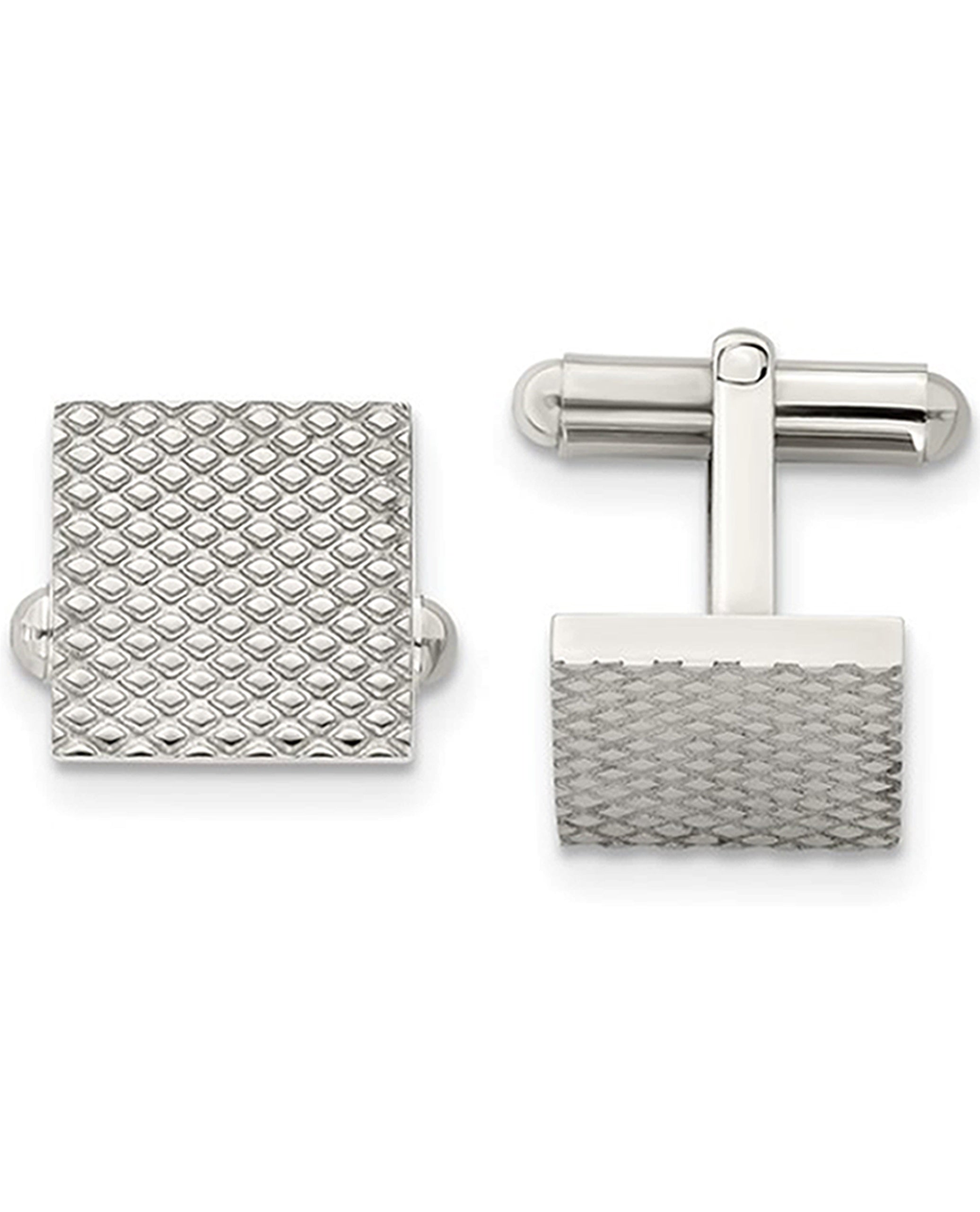 Stainless Steel Polished & Textured Cuff Links