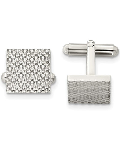 Stainless Steel Polished & Textured Square Shaped Cufflinks