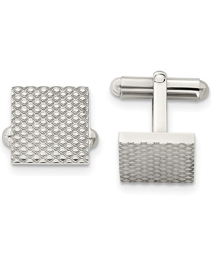 Stainless Steel Polished & Textured Cuff Links
