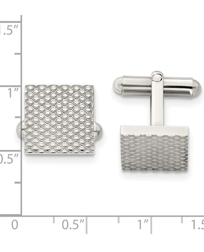 Stainless Steel Polished & Textured Square Shaped Cufflinks